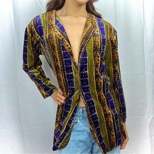 California Krush Velvet Rare Top Vertical Pattern button up